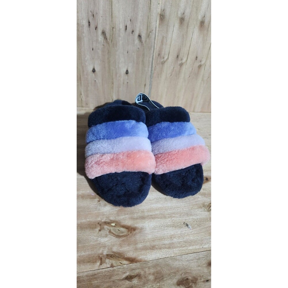 Ugg Slippers “Fluff Yeah Slide Starry Night” Multi Fur Womens Size 9